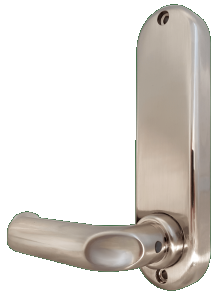 BL5001 FT - 30/60 minute fire rated round bar handle keypad with tubular latch, round bar inside handle & free passage mode