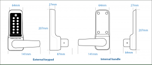 BL7001 Mg Pro ECP - External grade heavy duty lever turn keypad, tubular latch & on the door code change functionality