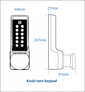 BL7101 ECP - Heavy duty knob turn keypad with internal handle, tubular latch & on the door code change functionality