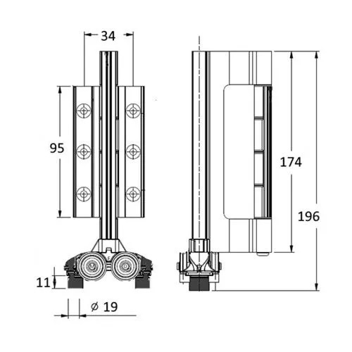 Clearspan for System AF70 Bi-Fold Doors Bottom Roller