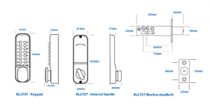 BL2107 MG Pro ECP - Knurled knob keypad, mortice deadbolt and internal knob handle