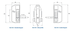 BL3130 ECP - Metal gate lock with back to back anti-climb knob turn ECP keypads & 65-80mm latchbolt