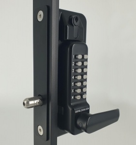 BL3435 KO ECP - Metal gate lock with back to back free turning lever ECP keypads & trigger release deadbolt