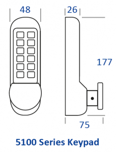 BL5100 - Marine Grade knob turn keypad with an internal handle