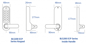 BL5202 ECP - Marine Grade lever turn keypad with an internal handle and 28mm ali latch