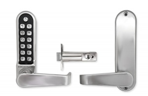 BL5401 ECP - Flat bar lever keypad with an internal lever handle, tubular latch & on the door code change function