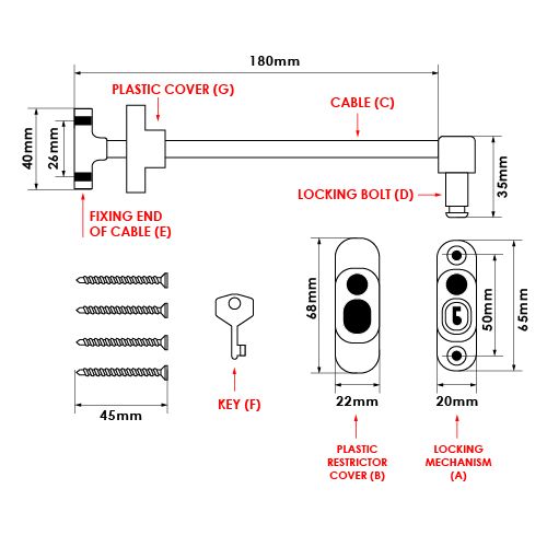 Matrix British Standard Window Cable Restrictor