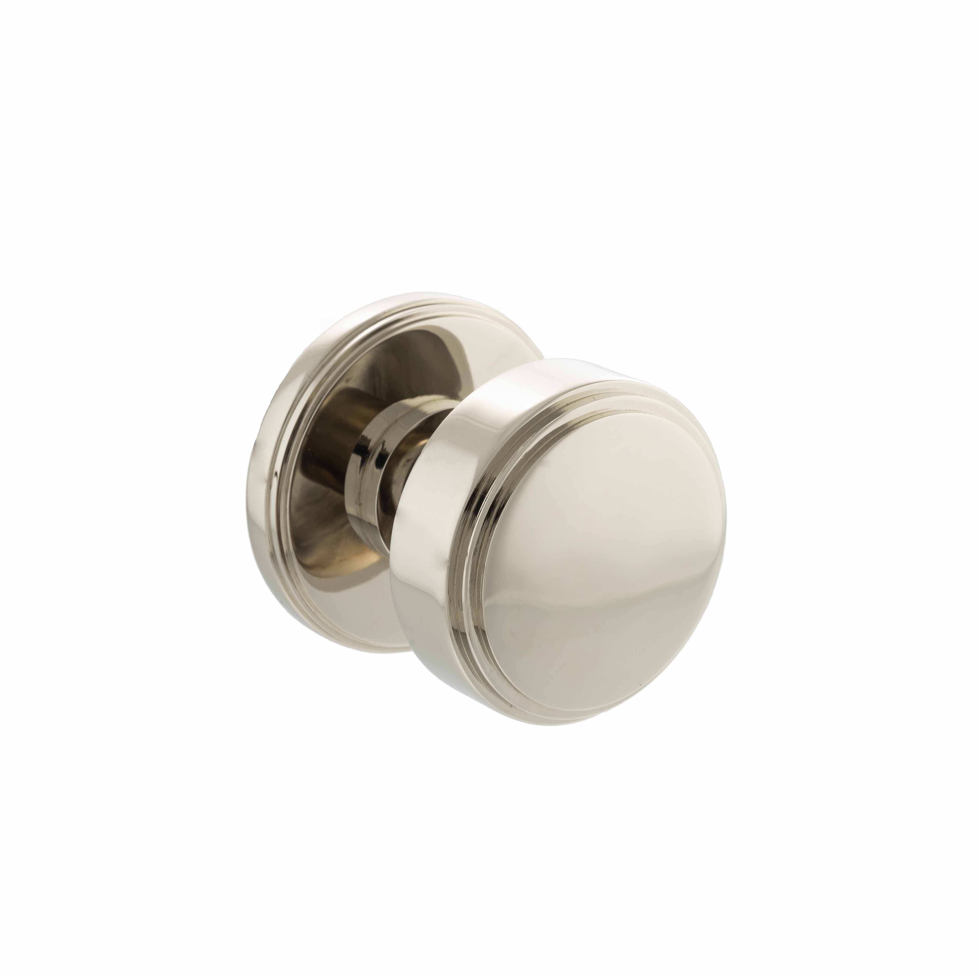Millhouse Brass Boulton Solid Brass Stepped Mortice Knob on Concealed Fix Rose - Polished Nickel