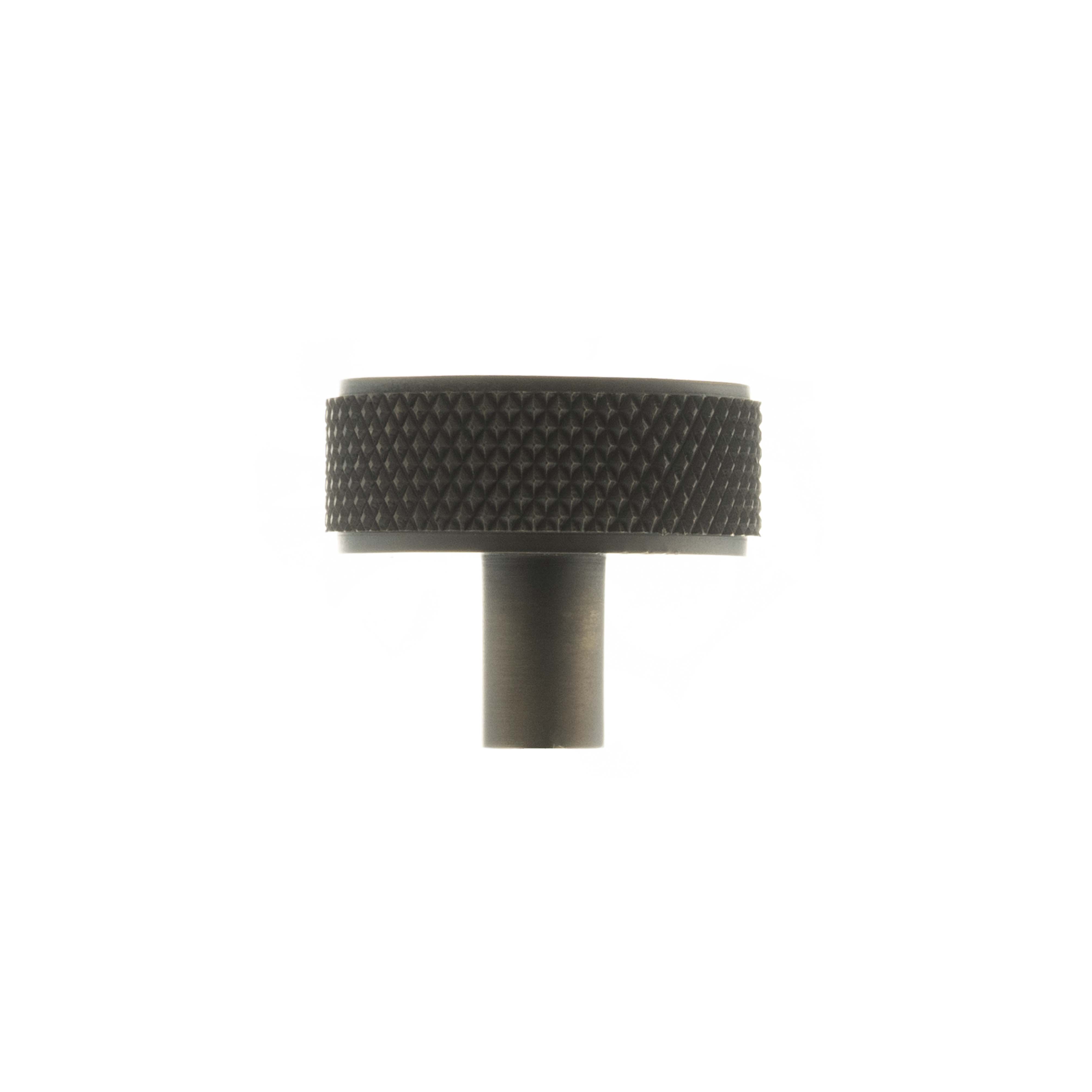 Millhouse Brass Hargreaves Disc Knurled Cabinet Knob on Concealed Fix - Urban Dark Bronze
