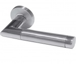 Stainless Steel Saturn Door Handle on Rose Grade 304 Satin & Polished Stainless Steel