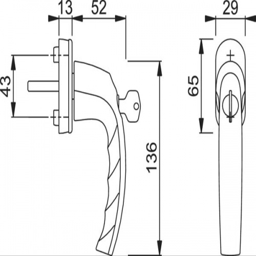 Hoppe Aluminium Lockable Tilt/Turn Window Handle With TBT Operation