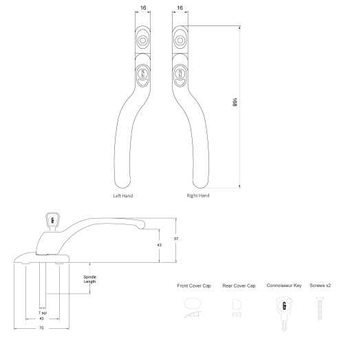 Connoisseur Cranked Locking Window Handle