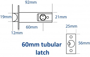BL2501 - Tubular latch, knurled knob keypad, inside paddle handle with holdback