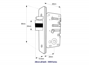 BL5452 ECP - Back to back flat bar lever keypads & 28mm ali latch