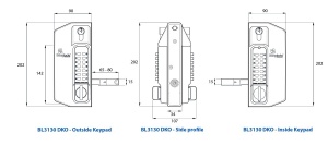 BL3130DKO ECP - Metal gate lock with back to back anti-climb knob turn ECP keypads, 65-80mm latchbolt & key override