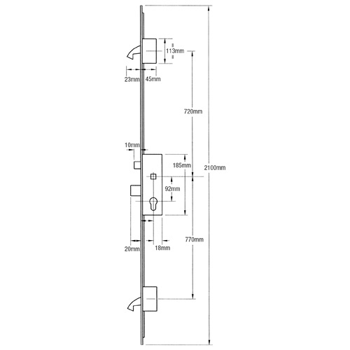 Winkhaus Trulock Latch Deadbolt 2 hooks