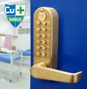 BL5401 Cu ECP - Antimicrobial copper-alloy keypad with internal, antimicrobial inside handle and tubular latch