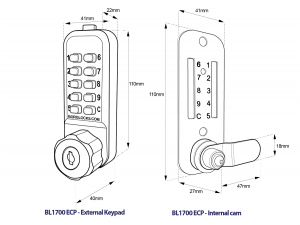 BL1706 MG Pro - Mini cabinet lock with key override and internal cam mechanism