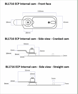 BL1716 MG Pro - Horizontal mini cabinet lock with key override and internal cam mechanism
