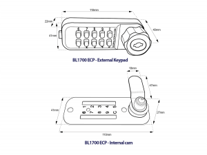 BL1716 - Horizontal mini cabinet lock with key override and internal cam mechanism