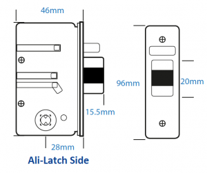 BL2422 ECP - 28mm ali latch, back to back free turning lever handle keypads & ECP coding chamber