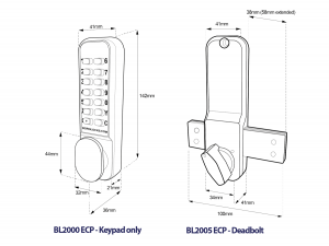 BL2005 ECP - Rim fixed deadbolt with on the door code change keypad