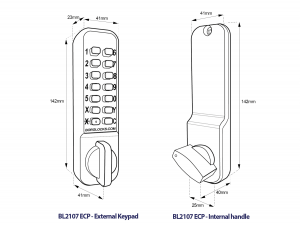 BL2107 MG Pro ECP - Marine grade, knurled knob keypad, mortice deadbolt and internal knob handle
