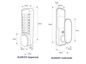 BL2201 ECP - Tubular latch, inside paddle handle with holdback & ECP coding chamber