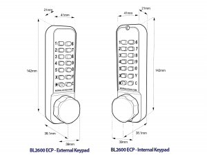 BL2621 ECP - Marine grade, tubular latch & back to back keypads with ECP coding chamber