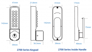 BL2701 ECP MG Pro - Marine grade, tubular latch, ECP keypad with key override & inside paddle handle with holdback