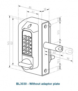 BL3030 - Mini gate lock with back to back keypads & concealed code change