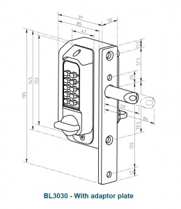 BL3030 - Mini gate lock with back to back keypads & concealed code change