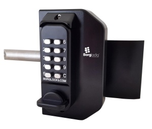 BL3080 - Mini gate lock with knob keypad, inside push/pull pad & concealed code change