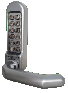 BL5009 - Medium/heavy duty, round bar handle keypad with 60mm backset mortice nightlatch, round bar inside handle & free passage mode