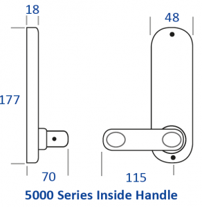 BL5003 - Medium/heavy duty, round bar handle keypad with 60mm backset lockcase, round bar inside handle & free passage mode