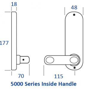 BL5001 FT - 30/60 minute fire rated round bar handle keypad with tubular latch, round bar inside handle & free passage mode