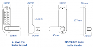 BL5201 ECP - Marine Grade lever turn keypad with an internal handle and tubular latch