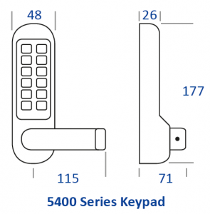 BL5401 FT - 30/60 minute fire tested, flat bar handle keypad with a tubular latch, flat bar inside handle & free passage mode