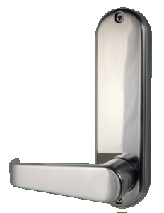 BL5701 ECP - Lever turn keypad with built-in key override, flat bar lever inside handle, tubular latch & on the door code change function