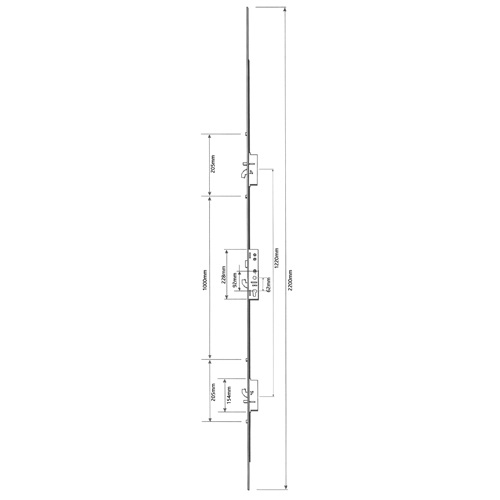Fullex XL Latch Central Hook 2 Hooks 2 Anti Lift Pins 4 Rollers
