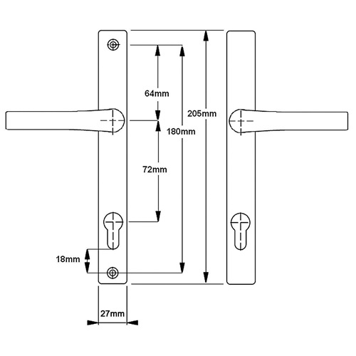 Hoppe London Lever Lever 72 mm PZ