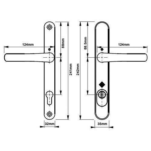 Hoppe Tokyo PAS24 Lever Lever 92 mm PZ 215mm