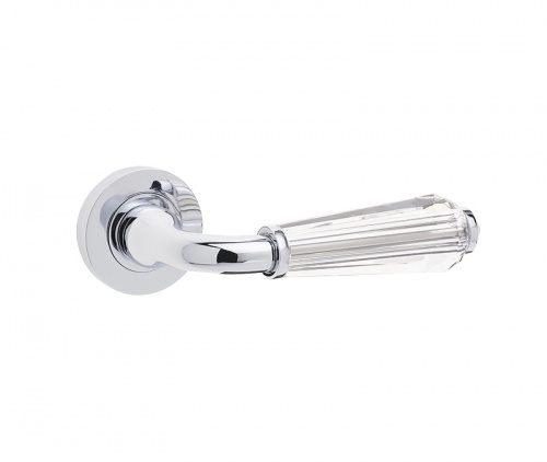 Jedo Fluted Door Handle with Clear Glass Lever