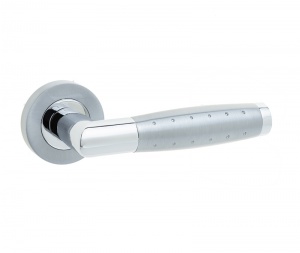 Frelan Aerodeck Door Handle on Rose Polished Chrome/Satin Chrome