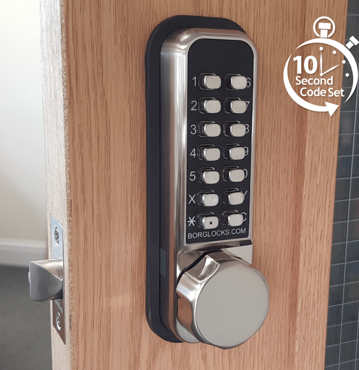 BL2501 ECP - Tubular latch, knurled knob keypad with ECP coding chamber & inside paddle handle with holdback