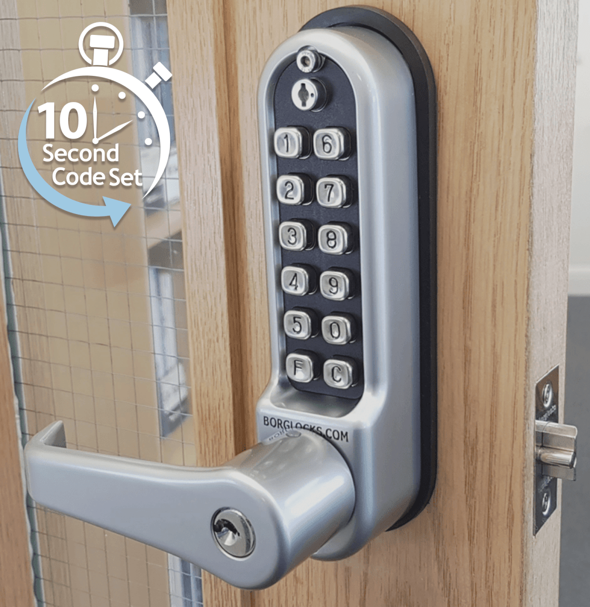BL5771 ECP - Back to back lever turn keypads with built-in key override, tubular latch & on the door code change function