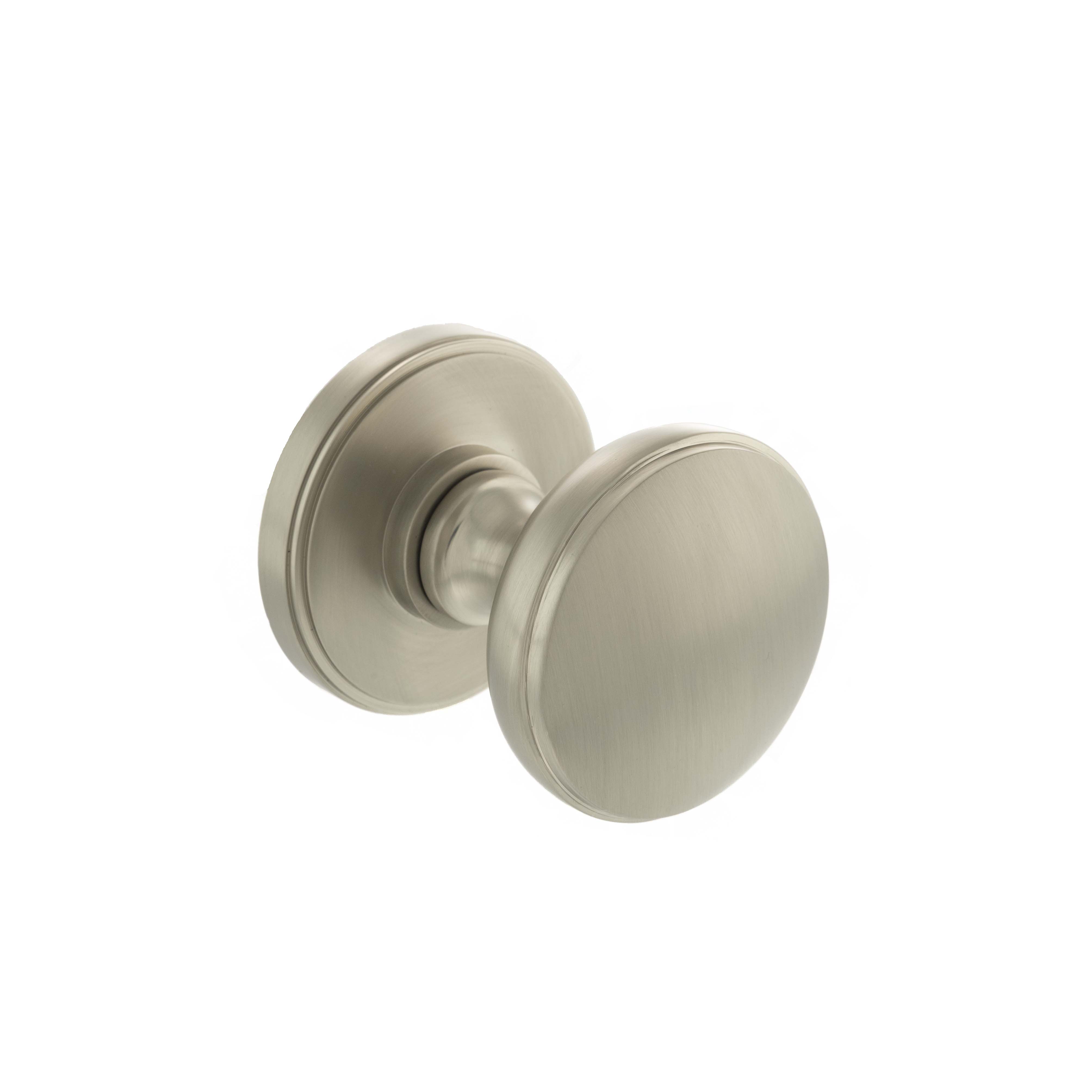 Millhouse Brass Edison Solid Brass Domed Mortice Knob on Concealed Fix Rose - Satin Nickel