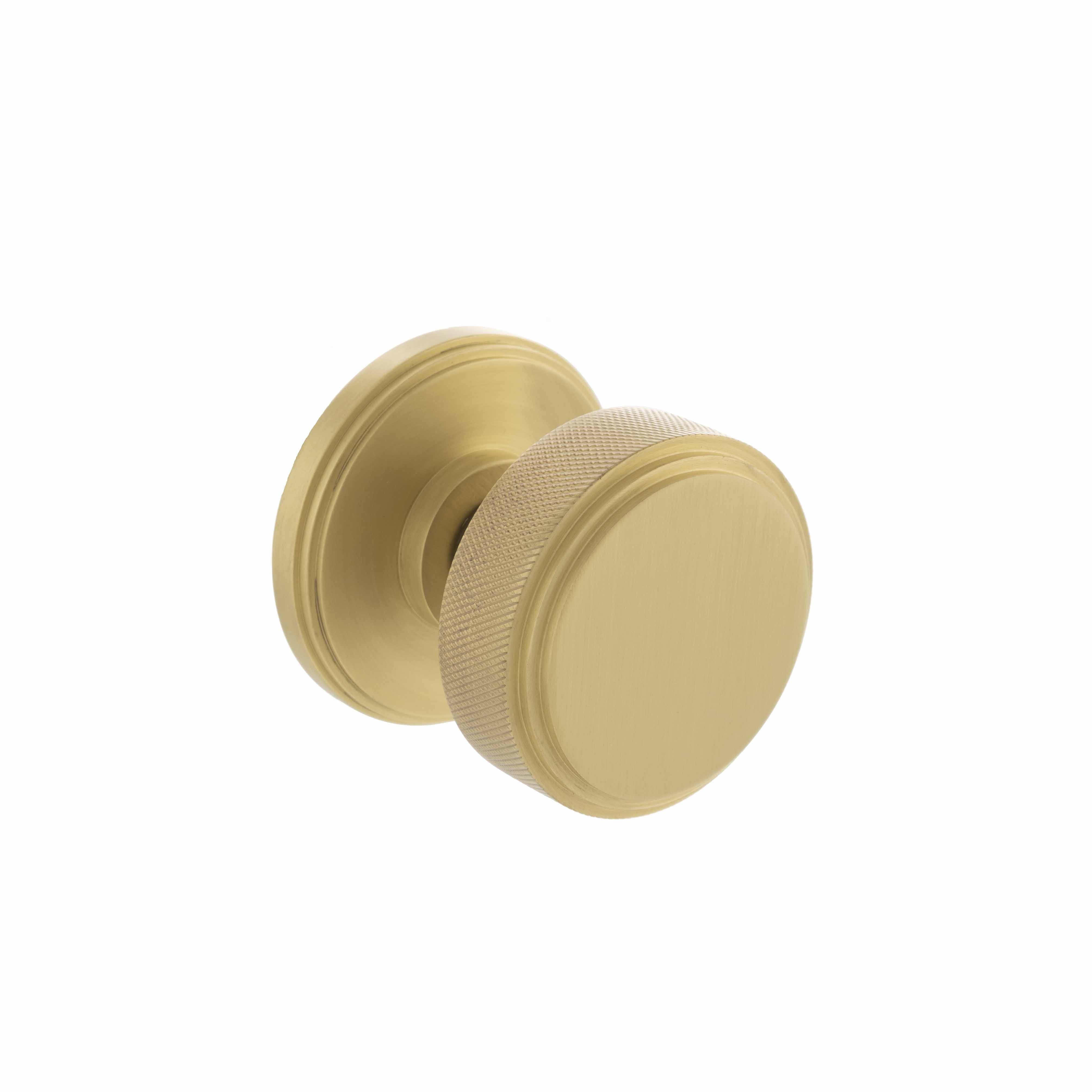 Millhouse Brass Harrison Solid Brass Knurled Mortice Knob on Concealed Fix Rose - Satin Brass