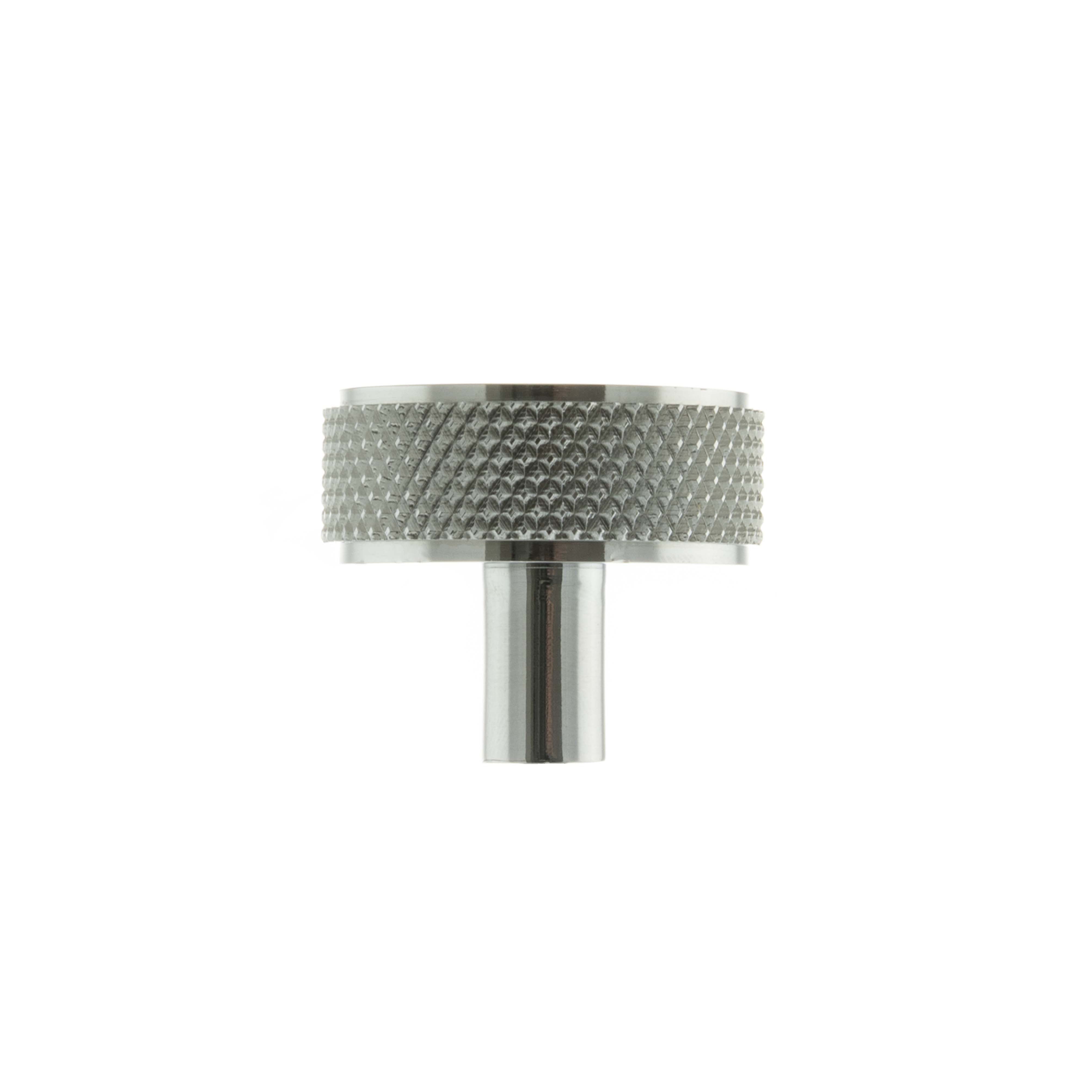 Millhouse Brass Hargreaves Disc Knurled Cabinet Knob on Concealed Fix - Polished Chrome