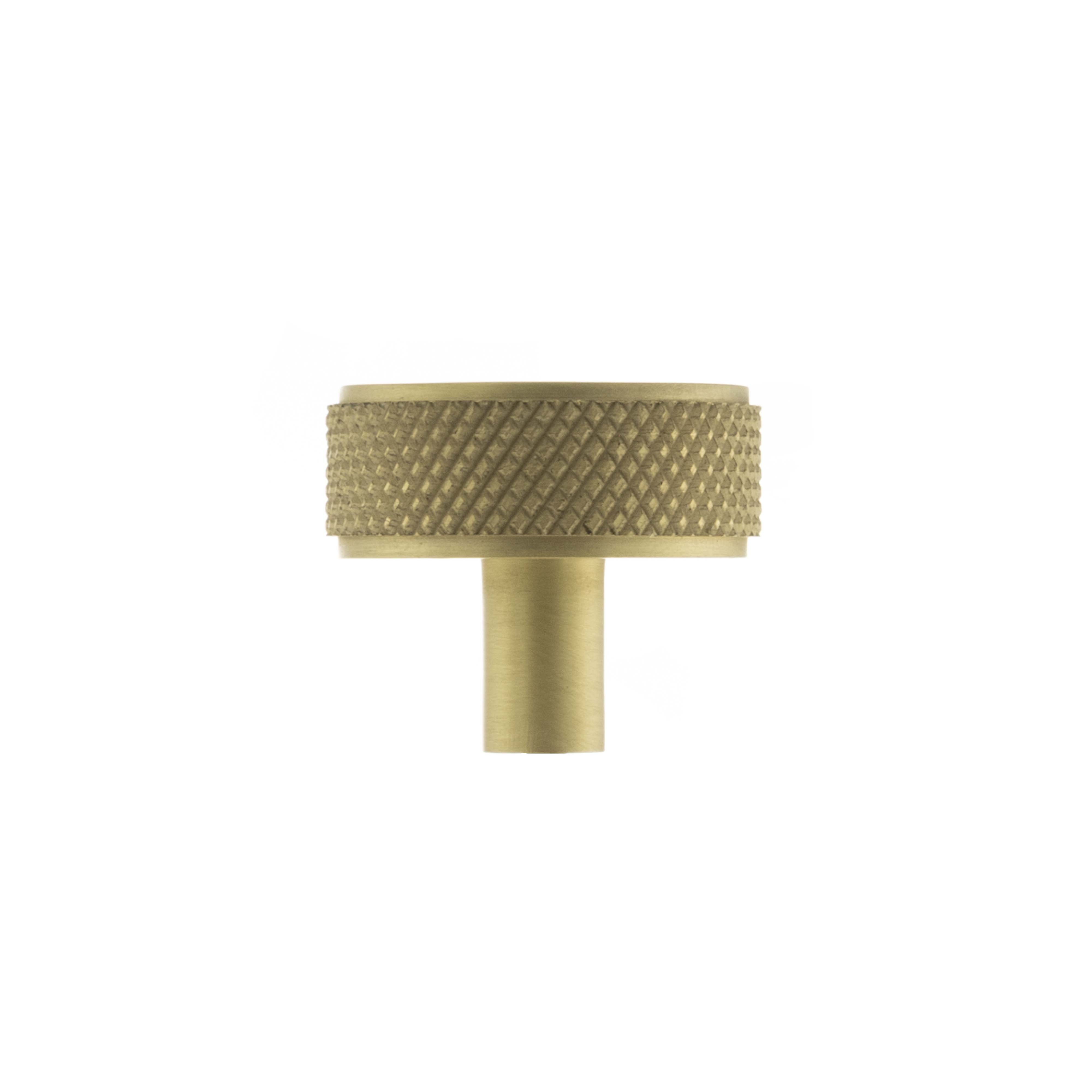 Millhouse Brass Hargreaves Disc Knurled Cabinet Knob on Concealed Fix - Satin Brass